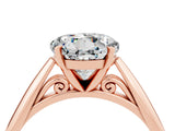 Rose gold Round Cut Moissanite Solitaire Engagement Ring with Cathedral Setting and Four-Prong Mount_28