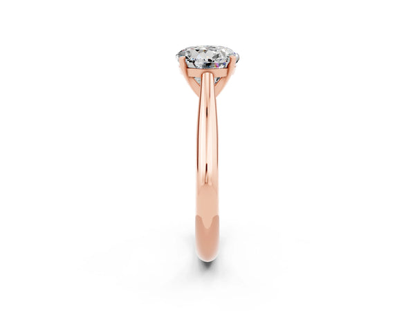 Rose Gold Round Moissanite Solitaire Cathedral Engagement Ring with Arched Shoulders
