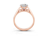 Rose gold Round Cut Moissanite Solitaire Engagement Ring with Cathedral Setting and Four-Prong Mount_81