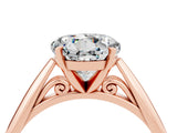 Rose gold Round Cut Moissanite Solitaire Engagement Ring with Cathedral Setting and Four-Prong Mount_82