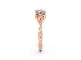 Rose gold Round Cut Moissanite Solitaire Engagement Ring with Celtic Knot Band and Four-Prong Setting_2