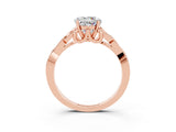 Rose gold Round Cut Moissanite Solitaire Engagement Ring with Celtic Knot Band and Four-Prong Setting_3