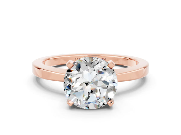 Rose gold Round Cut Moissanite Solitaire Engagement Ring with Classic Band and Four-Prong Setting