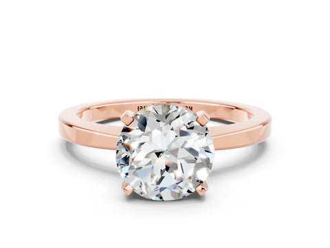 Rose gold Round Cut Moissanite Solitaire Engagement Ring with Classic Band and Four-Prong Setting_24