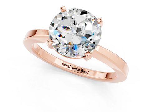 Rose gold Round Cut Moissanite Solitaire Engagement Ring with Classic Band and Four-Prong Setting_25