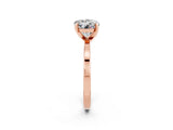 Rose gold Round Cut Moissanite Solitaire Engagement Ring with Classic Band and Four-Prong Setting_26