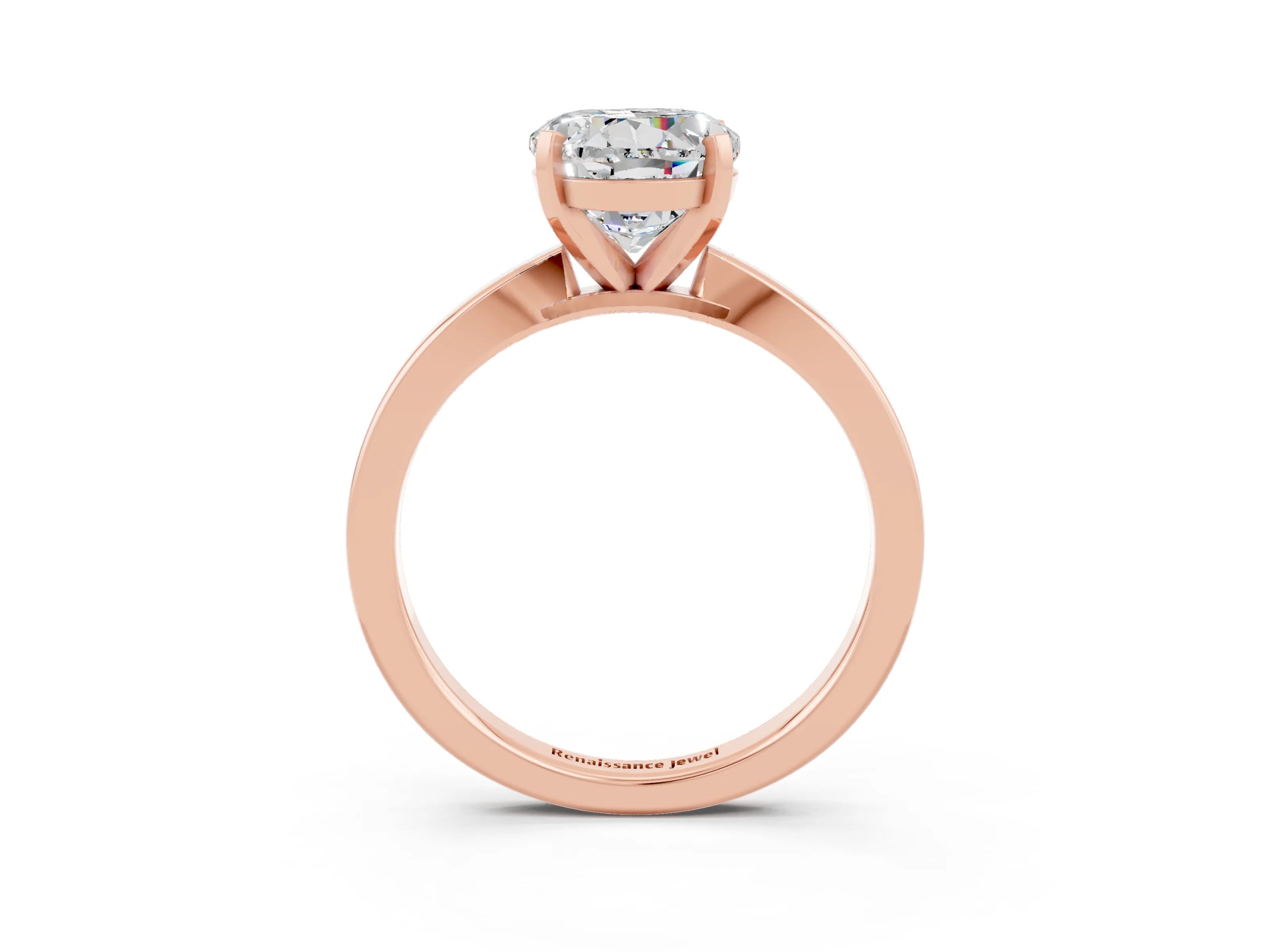Rose gold Round Cut Moissanite Solitaire Engagement Ring with Classic Band and Four-Prong Setting_27