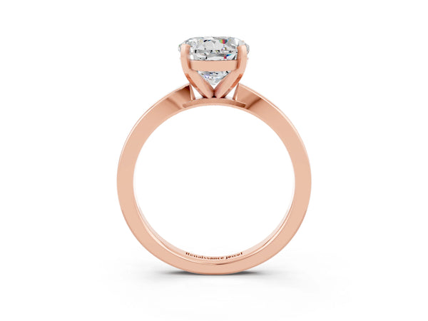 Rose gold Round Cut Moissanite Solitaire Engagement Ring with Classic Band and Four-Prong Setting