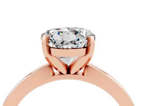Rose gold Round Cut Moissanite Solitaire Engagement Ring with Classic Band and Four-Prong Setting_28