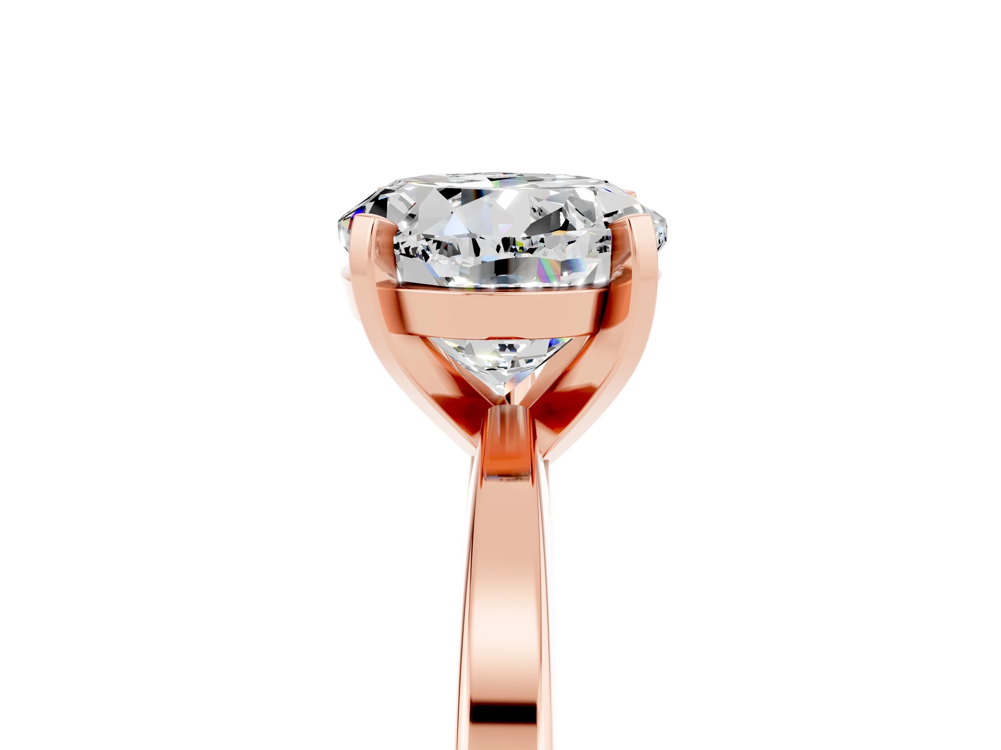 Rose gold Round Cut Moissanite Solitaire Engagement Ring with Classic Band and Four-Prong Setting_29