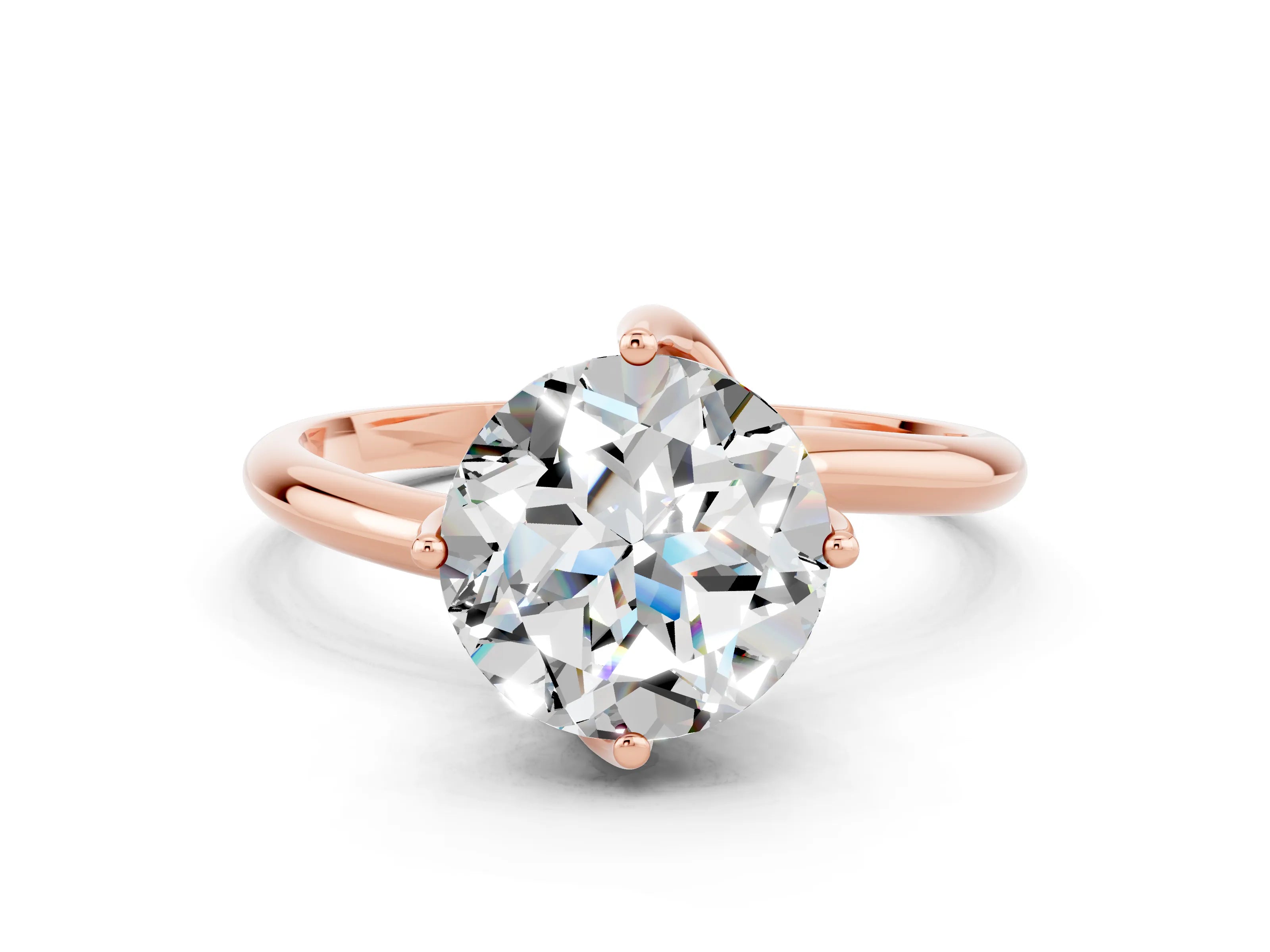 Rose gold Round Cut Moissanite Solitaire Engagement Ring with Four-Prong Setting and Classic Band_12