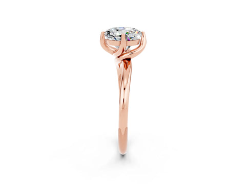 Rose gold Round Cut Moissanite Solitaire Engagement Ring with Four-Prong Setting and Classic Band_14