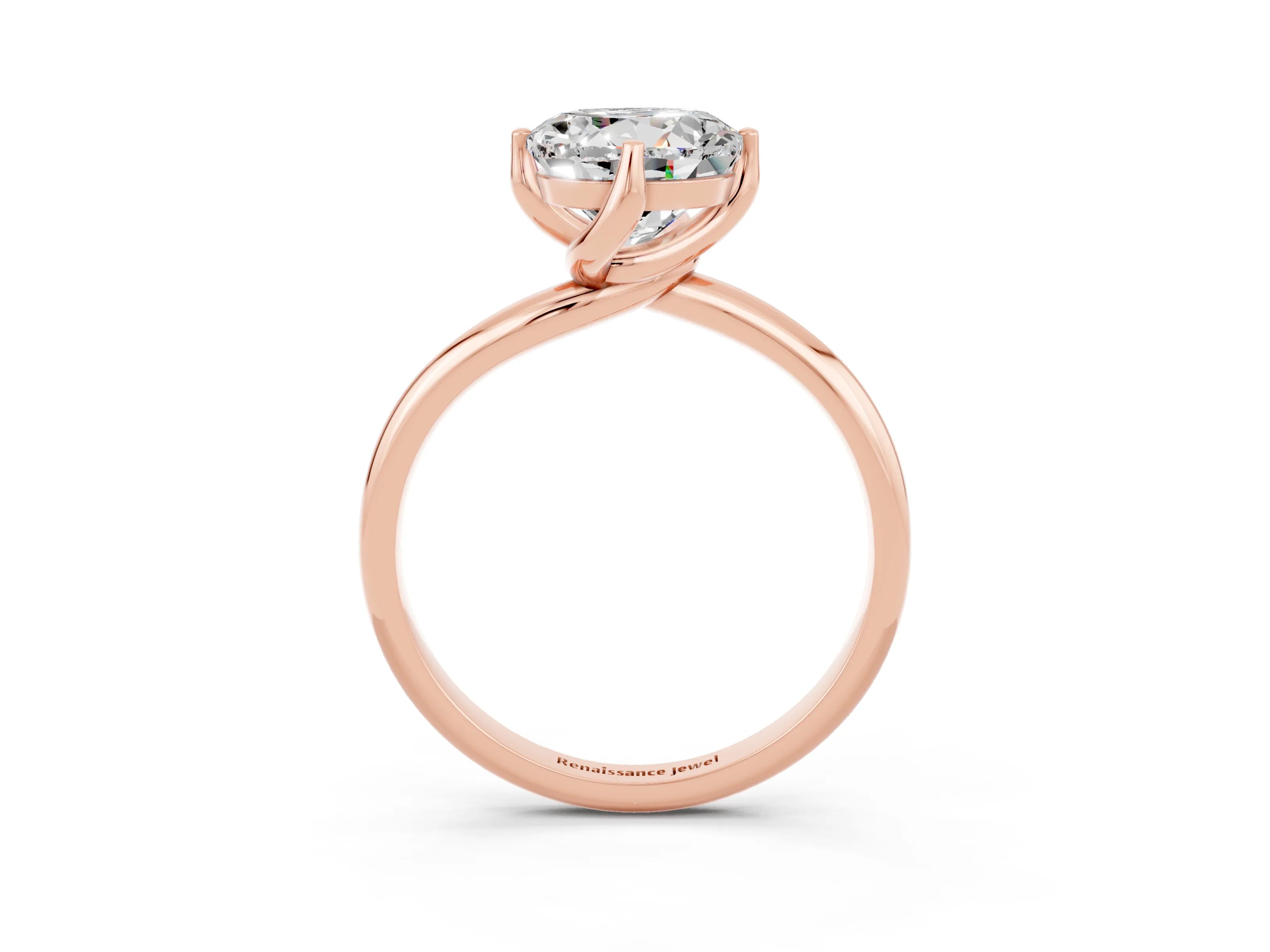 Rose gold Round Cut Moissanite Solitaire Engagement Ring with Four-Prong Setting and Classic Band_15
