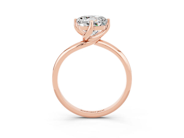 Rose gold Round Cut Moissanite Solitaire Engagement Ring with Four-Prong Setting and Classic Band