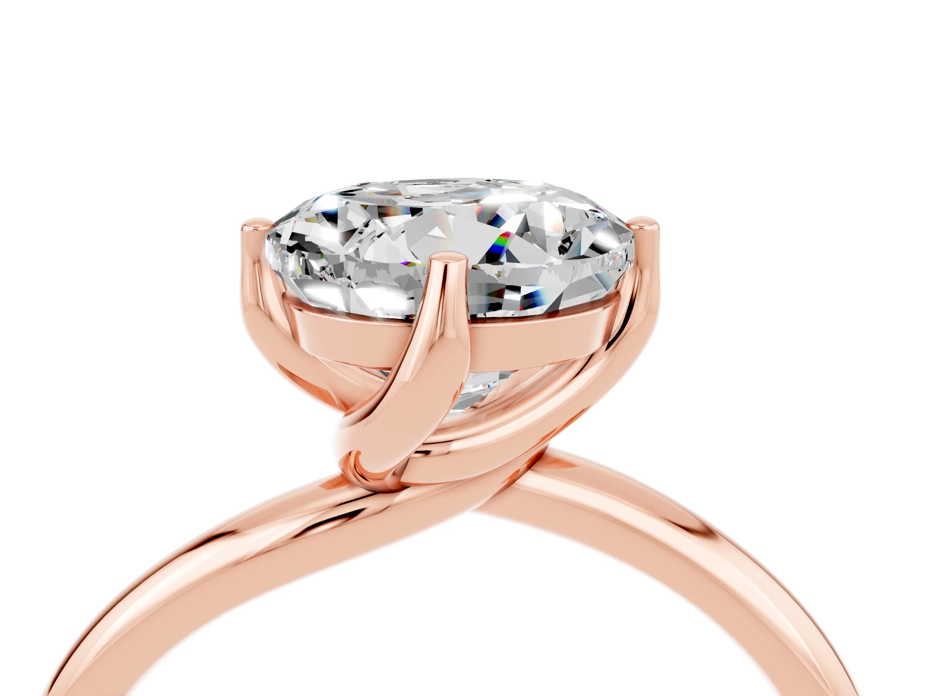 Rose gold Round Cut Moissanite Solitaire Engagement Ring with Four-Prong Setting and Classic Band_16