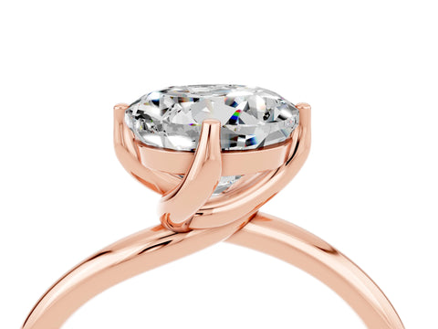 Rose gold Round Cut Moissanite Solitaire Engagement Ring with Four-Prong Setting and Classic Band_16