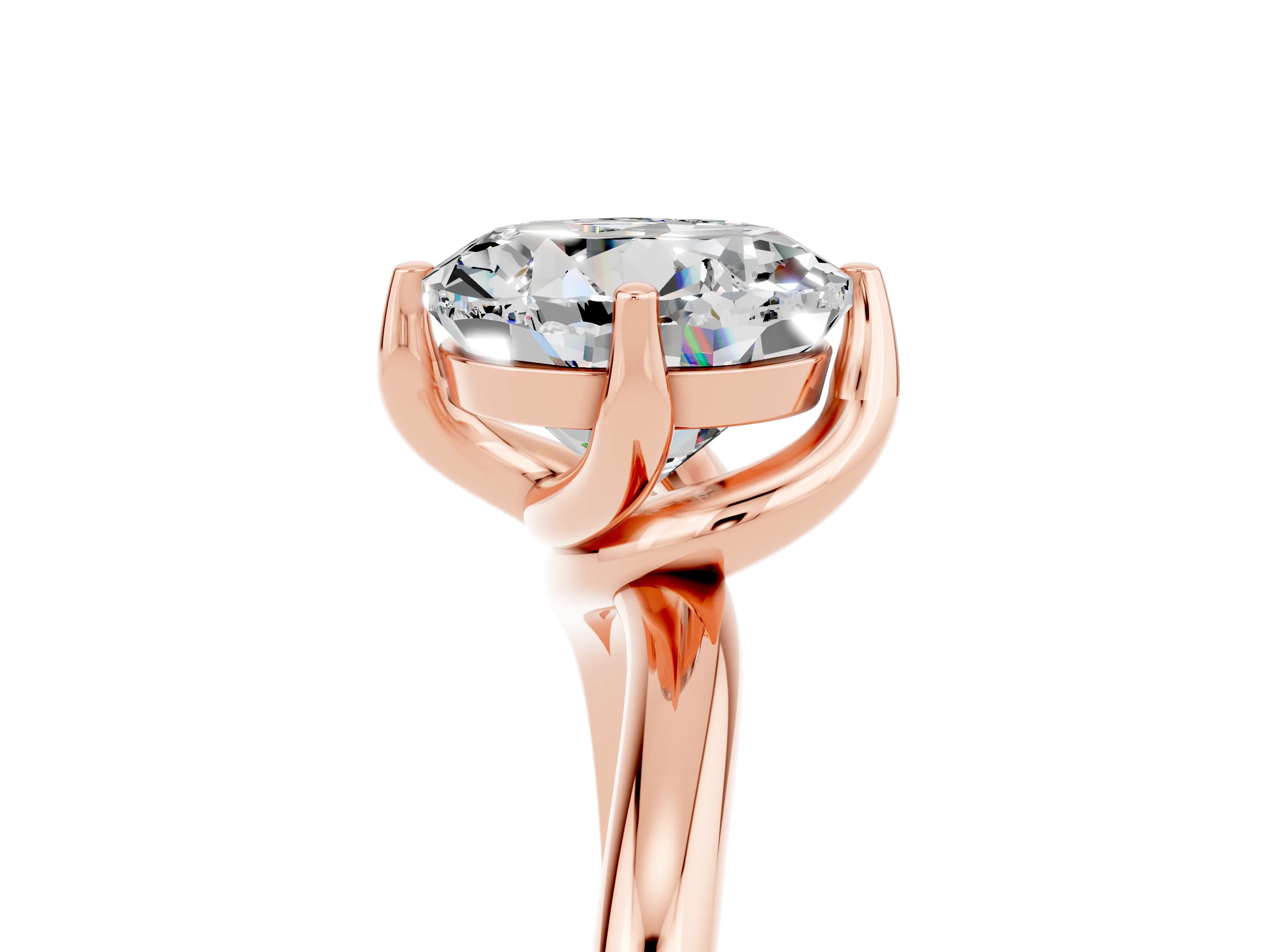 Rose gold Round Cut Moissanite Solitaire Engagement Ring with Four-Prong Setting and Classic Band_17