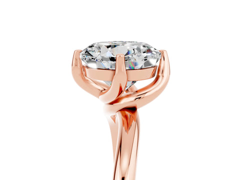 Rose gold Round Cut Moissanite Solitaire Engagement Ring with Four-Prong Setting and Classic Band_17