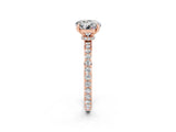 Rose gold Round Cut Moissanite Solitaire Engagement Ring with Pavé Band and Four-Prong Setting_2