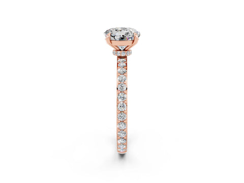 Rose gold Round Cut Moissanite Solitaire Engagement Ring with Pavé Band and Four-Prong Setting_2