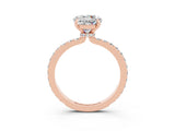 Rose gold Round Cut Moissanite Solitaire Engagement Ring with Pavé Band and Four-Prong Setting_3