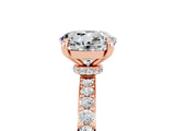 Rose gold Round Cut Moissanite Solitaire Engagement Ring with Pavé Band and Four-Prong Setting_5