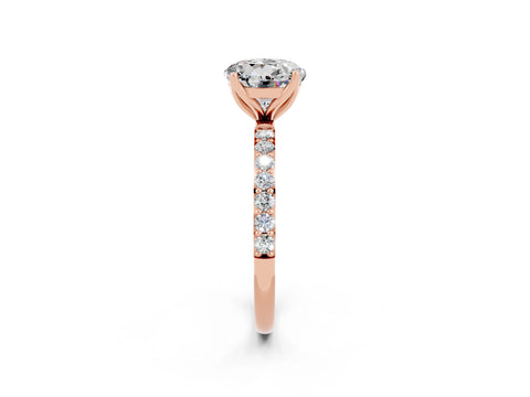 Rose gold Round Cut Moissanite Solitaire Engagement Ring with Pavé Band and Prong Setting_2