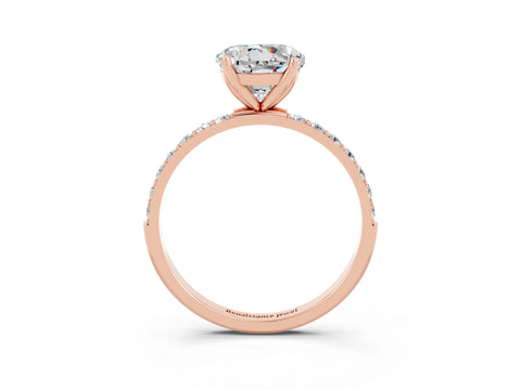 Rose gold Round Cut Moissanite Solitaire Engagement Ring with Pavé Band and Prong Setting_3