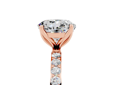 Rose gold Round Cut Moissanite Solitaire Engagement Ring with Pavé Band and Prong Setting_5