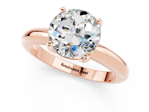 Rose gold Round Cut Moissanite Solitaire Engagement Ring with Round Band and Four-Prong Setting_1