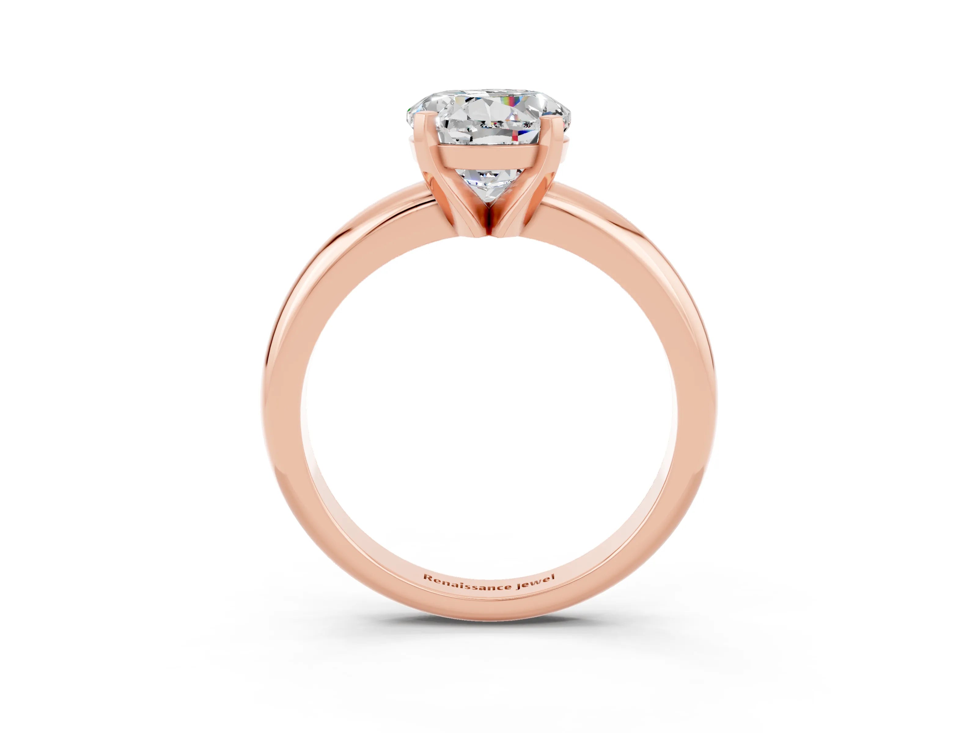 Rose gold Round Cut Moissanite Solitaire Engagement Ring with Round Band and Four-Prong Setting_3