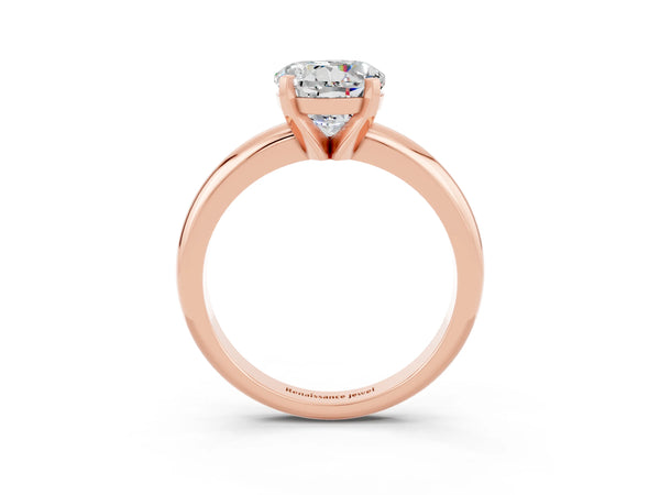 Rose gold Round Cut Moissanite Solitaire Engagement Ring with Round Band and Four-Prong Setting