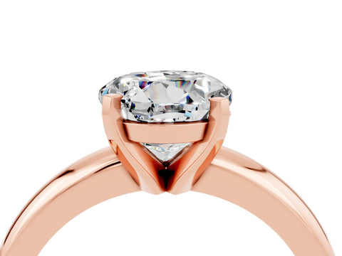 Rose gold Round Cut Moissanite Solitaire Engagement Ring with Round Band and Four-Prong Setting_4