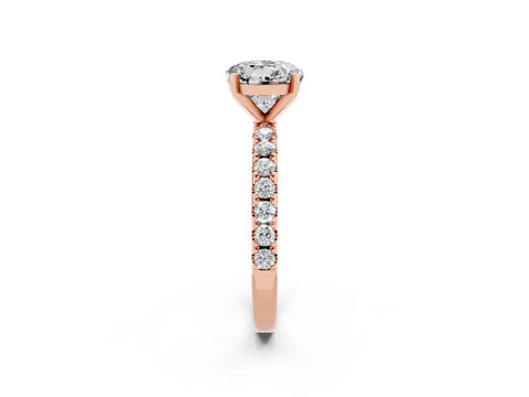 Rose gold Round Cut Moissanite Solitaire Pavé Band with Four-Prong Setting_2