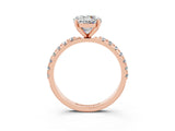 Rose gold Round Cut Moissanite Solitaire Pavé Band with Four-Prong Setting_3