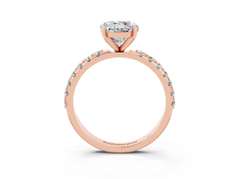 Rose gold Round Cut Moissanite Solitaire Pavé Band with Four-Prong Setting_3