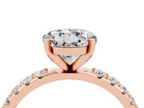 Rose gold Round Cut Moissanite Solitaire Pavé Band with Four-Prong Setting_4