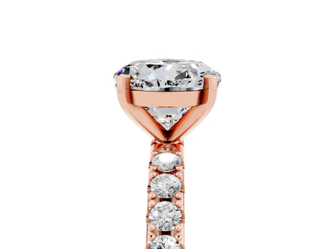 Rose gold Round Cut Moissanite Solitaire Pavé Band with Four-Prong Setting_5
