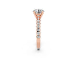 Rose gold Round Cut Moissanite Solitaire Pavé Engagement Ring with Round Band and Prong Setting_14