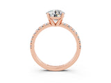 Rose gold Round Cut Moissanite Solitaire Pavé Engagement Ring with Round Band and Prong Setting_15