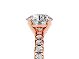 Rose gold Round Cut Moissanite Solitaire Pavé Engagement Ring with Round Band and Prong Setting_17