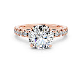 Rose gold Round Cut Moissanite Solitaire Pavé Engagement Ring with Round Band and Prong Setting_60
