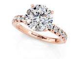 Rose gold Round Cut Moissanite Solitaire Pavé Engagement Ring with Round Band and Prong Setting_61