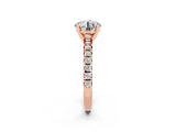 Rose gold Round Cut Moissanite Solitaire Pavé Engagement Ring with Round Band and Prong Setting_62