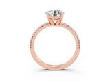Rose gold Round Cut Moissanite Solitaire Pavé Engagement Ring with Round Band and Prong Setting_63