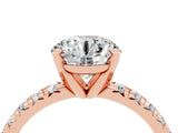 Rose gold Round Cut Moissanite Solitaire Pavé Engagement Ring with Round Band and Prong Setting_64
