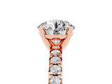 Rose gold Round Cut Moissanite Solitaire Pavé Engagement Ring with Round Band and Prong Setting_65