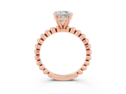 Rose gold Round Cut Moissanite Solitaire Ring with Beaded Band and Prong Setting_3