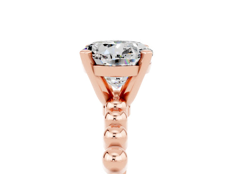 Rose gold Round Cut Moissanite Solitaire Ring with Beaded Band and Prong Setting_5