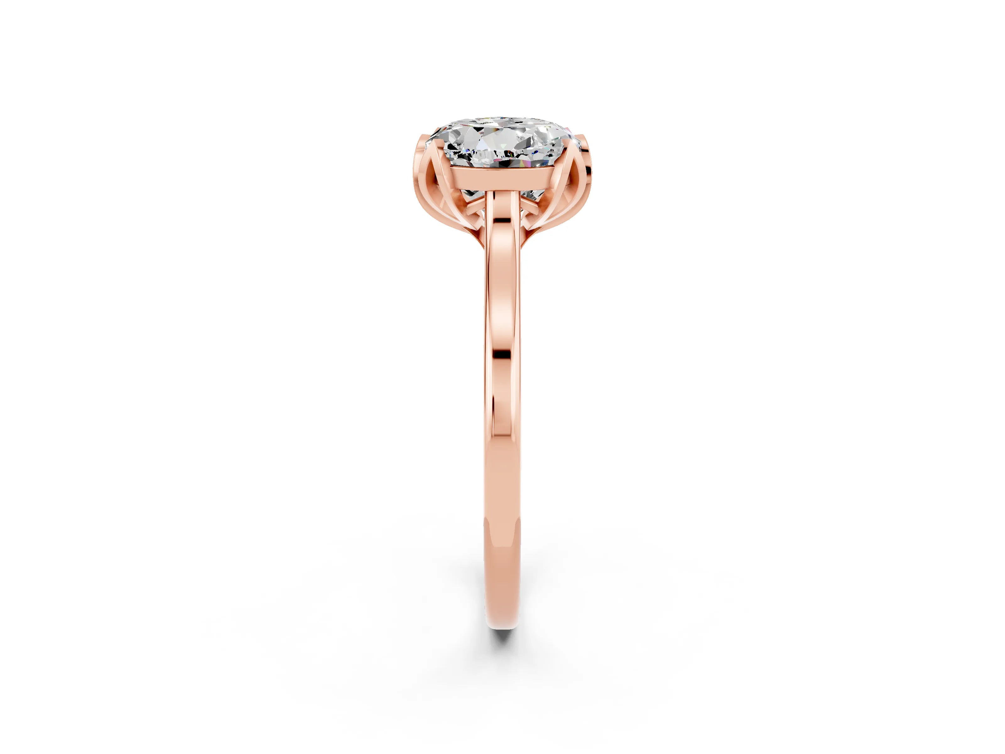 Rose gold Round Cut Moissanite Solitaire Ring with Flower Prong Setting and Classic Band_14